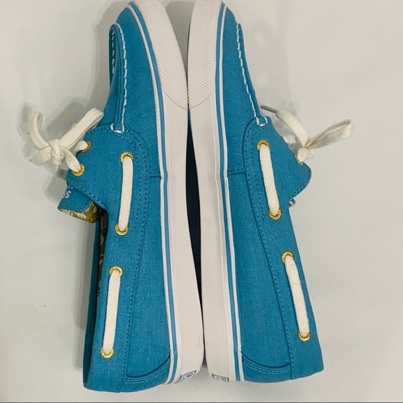 Sperry Top - Sider shimmer Aqua blue deck shoes - Picture 3 of 8